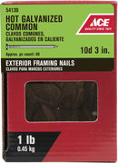 Ace 10D 3 in. Common Hot-Dipped Galvanized Steel Nail Flat Head 1 lb