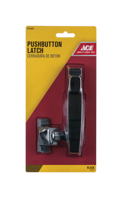 Ace Black Black Steel Push Button Latch 1 pk