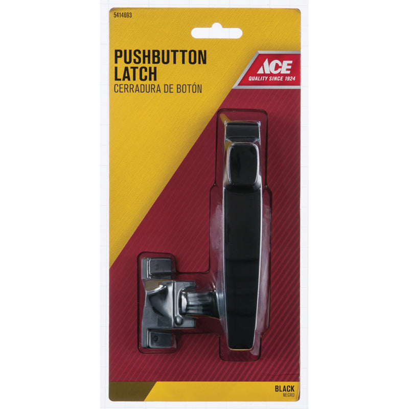 Ace Black Black Steel Push Button Latch 1 pk