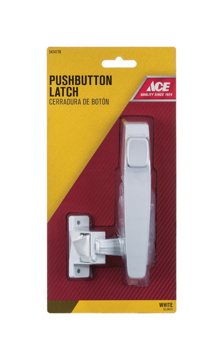 Ace White White Steel Push Button Latch 1 pk