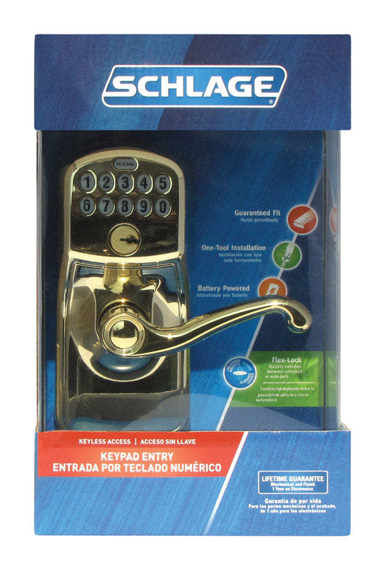 Schlage Bright Brass Steel Electronic Keypad Entry Lock