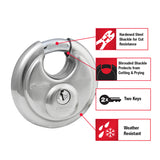 Master Lock 2-3/4 in. H X 2-3/4 in. W Stainless Steel 4-Pin Cylinder Disk Padlock