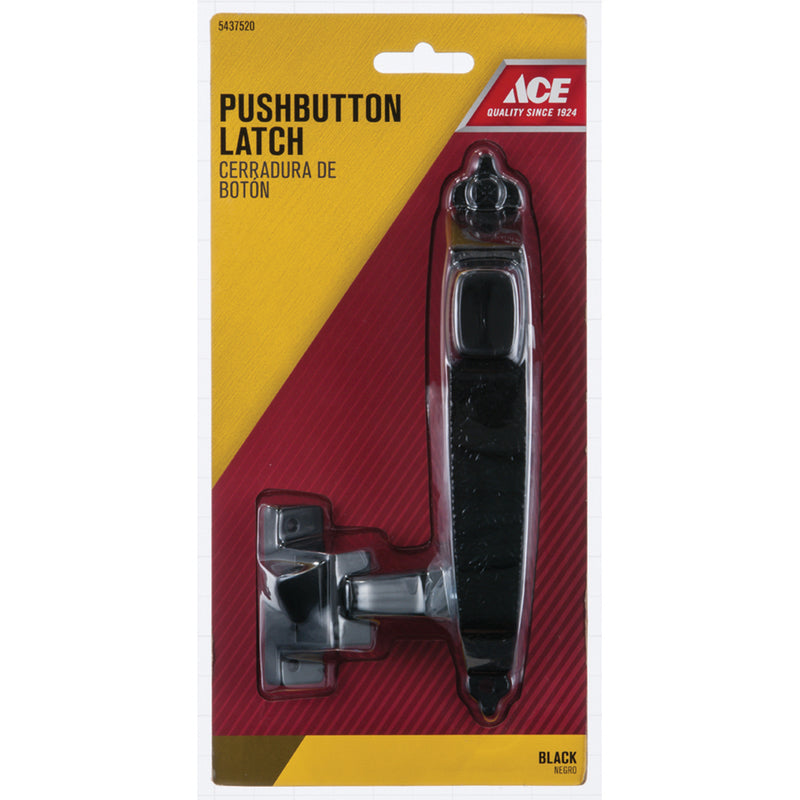 Ace Black Black Steel Push Button Latch 1 pk