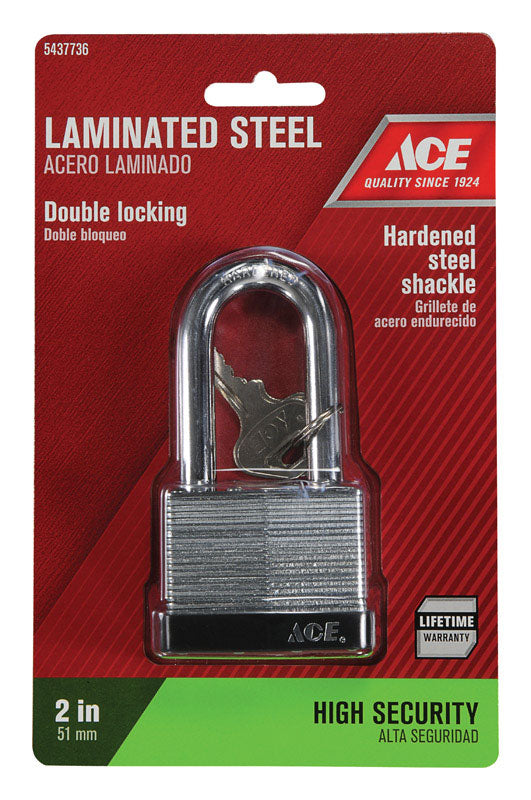 Ace 1-1/2 in. H X 2 in. W X 1-1/16 in. L Laminated Steel Double Locking Padlock