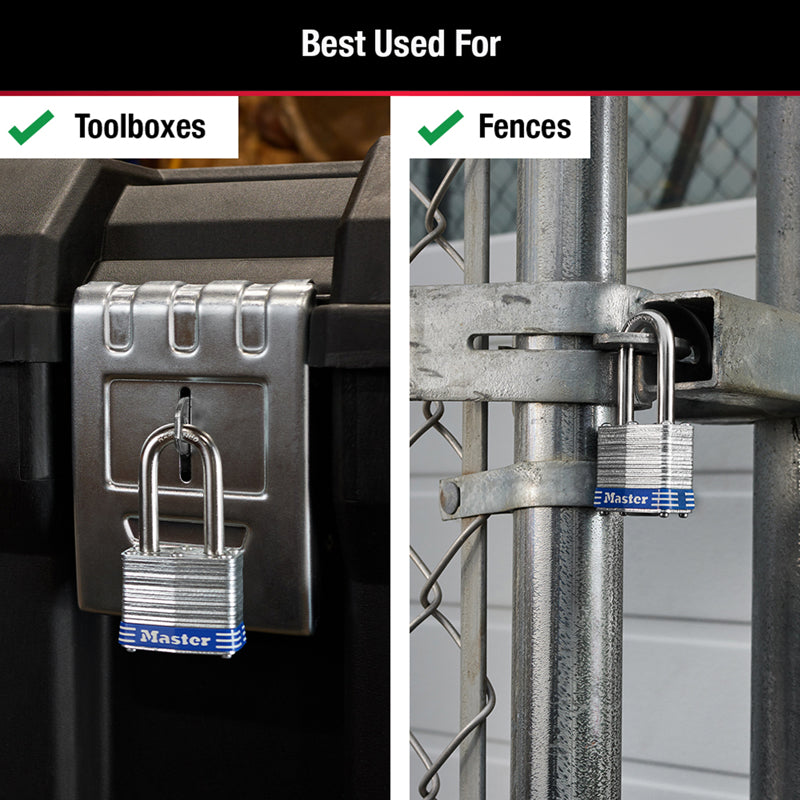 Master Lock 3-3/16 in. H X 1-9/16 in. W X 27/32 in. L Steel 4-Pin Cylinder Padlock Keyed Alike