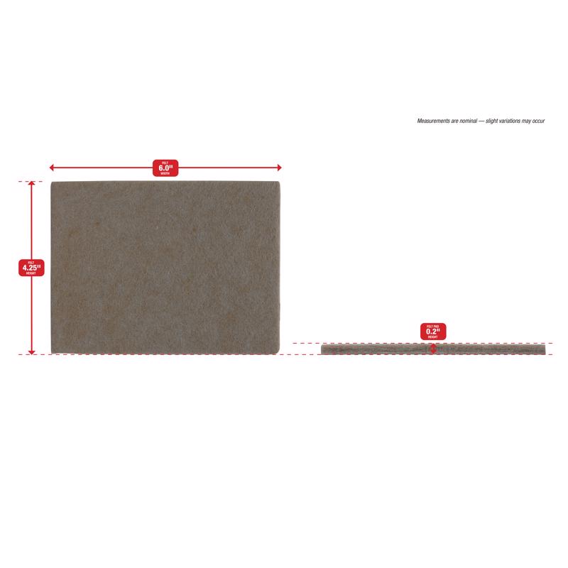 Ace Felt Self Adhesive Blanket Brown Rectangle 4-1/4 in. W X 6 in. L 2 pk