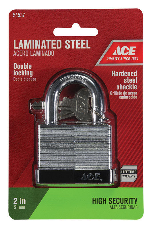 Ace 1-1/2 in. H X 2 in. W X 1-1/16 in. L Steel Double Locking Padlock