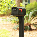 Gibraltar Mailboxes Classic Plastic Post Mount Black Double Door Mailbox