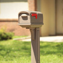 Gibraltar Mailboxes Classic Plastic Post Mount Mocha Double Door Mailbox