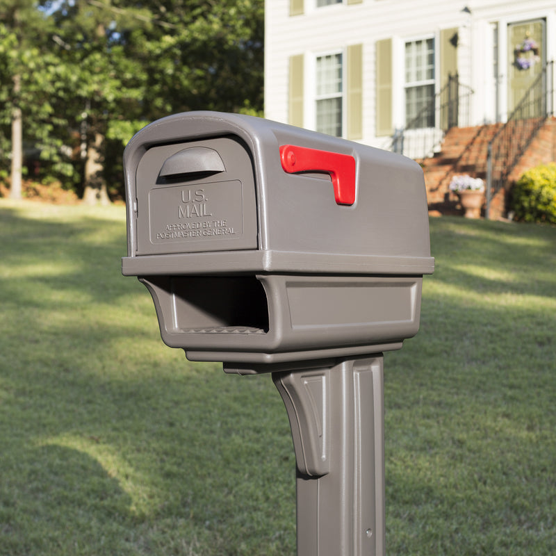 Gibraltar Mailboxes Gentry Classic Plastic Post Mount Mocha Mailbox