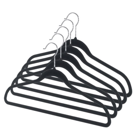 Whitmor 9.75 in. H X 0.25 in. W X 17.75 in. L Plastic Black Flocked Hanger 5 pk