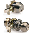 Ace Colonial Antique Brass Knob and Deadbolt Set 1-3/4 in.