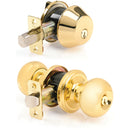 Ace Colonial Polished Brass Knob and Deadbolt Set 1-3/4 in.