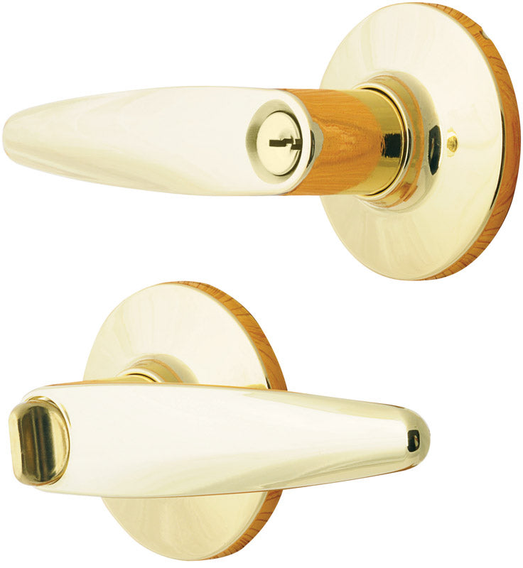 Ace Straight Lever Polished Brass Entry Lockset 1-3/4 in.