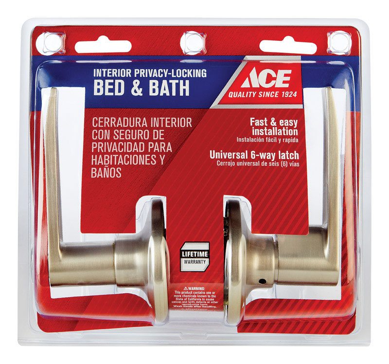 Ace Straight Lever Satin Privacy Lockset 1-3/4 in.