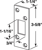 Prime-Line 3.625 in. H X 1.25 in. L Satin Nickel Steel High Security Deadbolt Strike