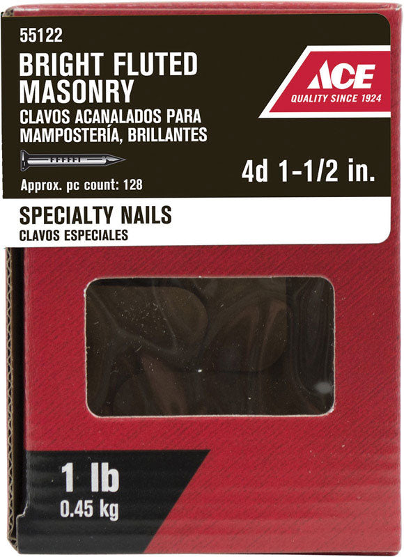 Ace 1-1/2 in. Masonry Bright Steel Nail Flat Head 1 lb