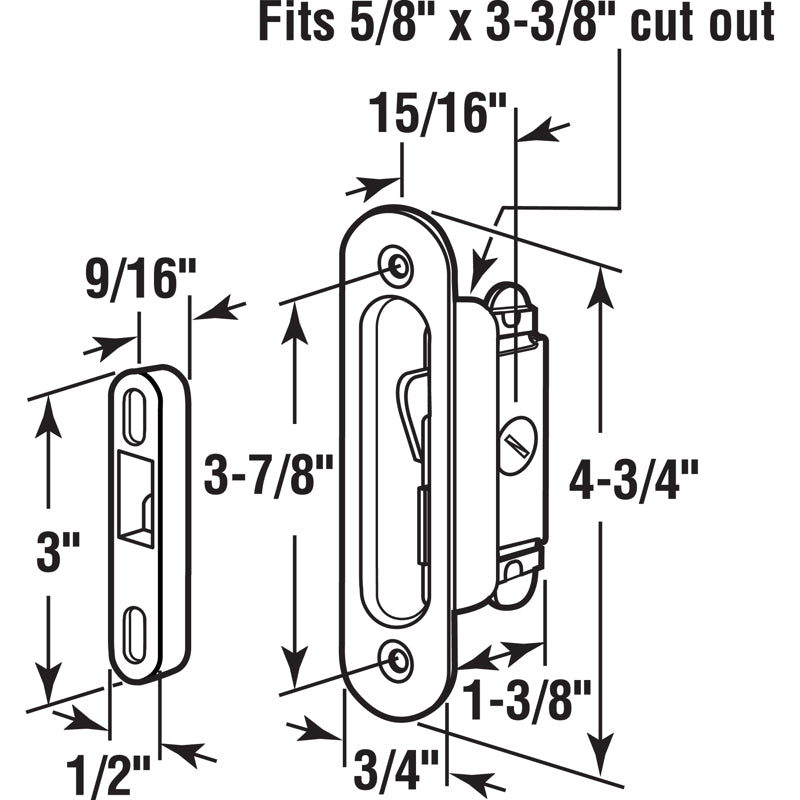 Prime-Line Zinc-Plated Silver Aluminum Patio Door Latch 1 pk