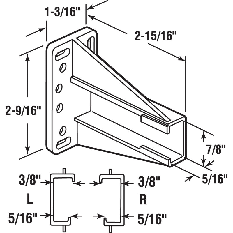 Prime-Line 2-3/4 in. L Plastic Ball-Bearing Rollers Drawer Slides Track Bracket 2 pk