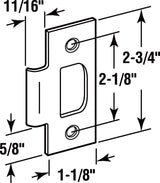 Prime-Line 2.75 in. H X 2.75 in. L Brushed Stainless Steel Brass T- Strike