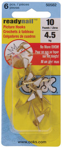 OOK ReadyNail Brass-Plated Conventional Picture Hook 10 lb 6 pk