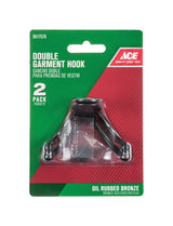 Ace 1 in. L Oil Rubbed Bronze Bronze Metal Small Double Garment Hook 2 pk