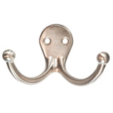 Ace 1 in. L Satin Nickel Silver Brass Small Double Garment Hook 2 pk