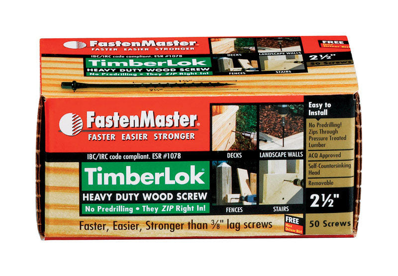 FastenMaster TimberLok No. 10 X 2-1/2 in. L Galvanized Wood Screws 50 pk