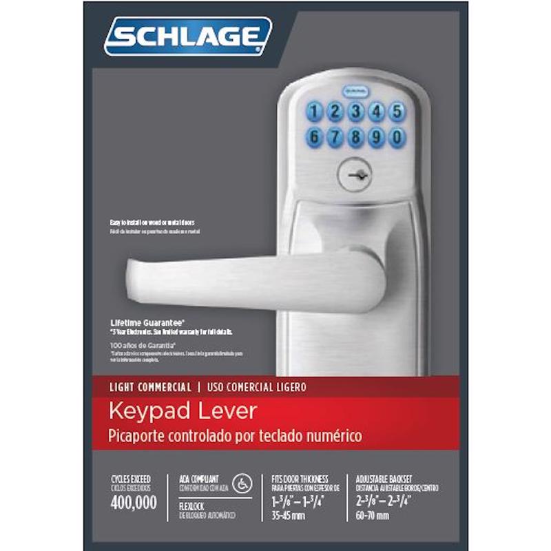 Schlage Satin Chrome Steel Electronic Keypad Entry Lock