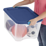 Sterilite 18 gal Blue/Clear Latch Storage Box 13-5/8 in. H X 23-5/8 in. W X 18-5/8 in. D Stackable