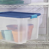Sterilite 18 gal Blue/Clear Latch Storage Box 13-5/8 in. H X 23-5/8 in. W X 18-5/8 in. D Stackable