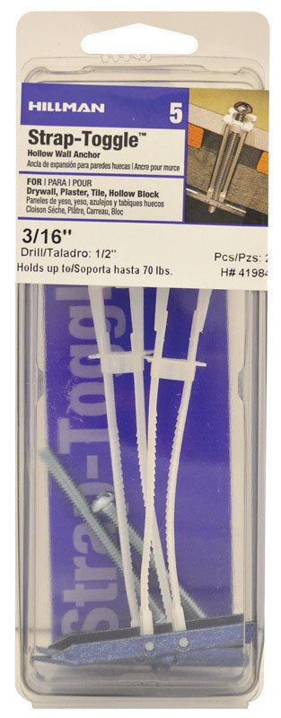 Hillman Rawl 3/16 in. D X 2-1/2 in. L Round Plastic RH Combo Strap Toggle 2 pk