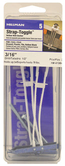 Hillman Rawl 3/16 in. D X 2-1/2 in. L Round Plastic RH Combo Strap Toggle 2 pk