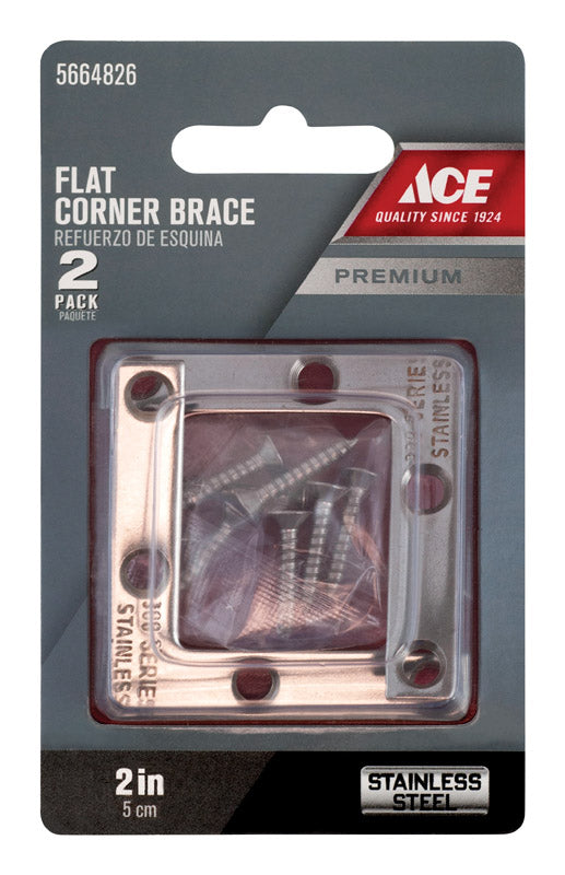CRNR BRACE FLAT 2X3/8"SS
