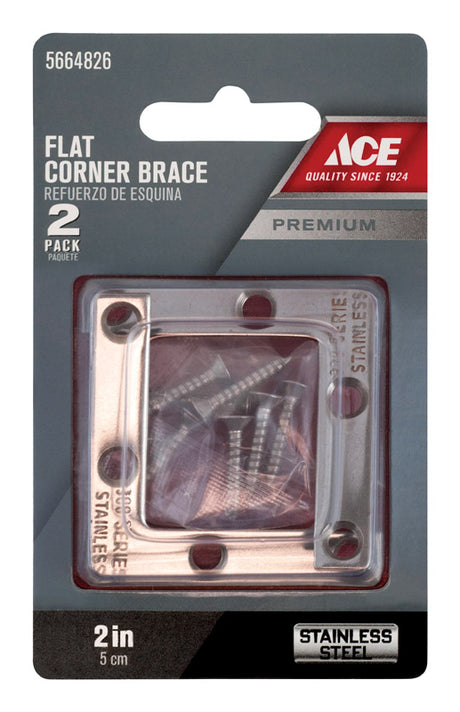 CRNR BRACE FLAT 2X3/8"SS