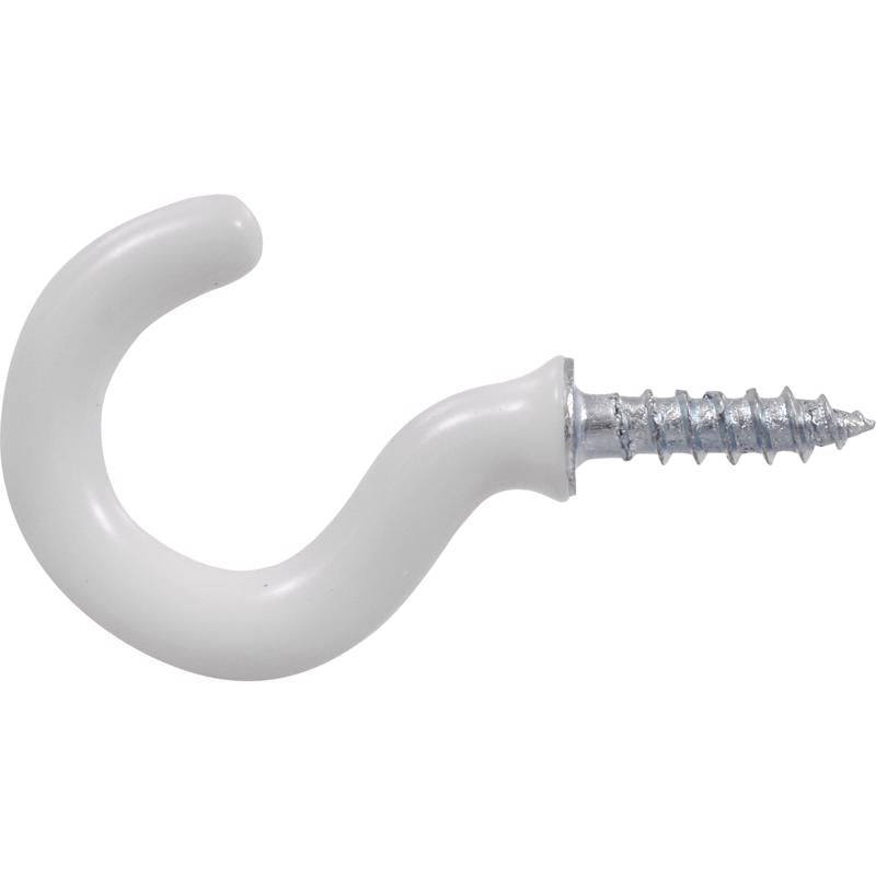 HILLMAN OOK Small Vinyl Coated White Steel 1-1/4 in. L Cup Hook 1 lb 2 pk