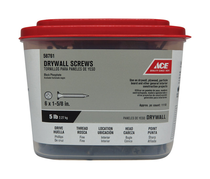 Ace No. 6 wire X 1-5/8 in. L Phillips Drywall Screws 5 lb 1134 pk