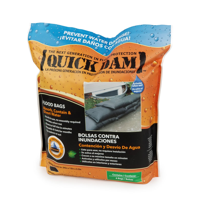 Quick Dam Flood Bags 3.5 in. H X 12 in. W X 24 in. L Sandless Sandbags 6 pk