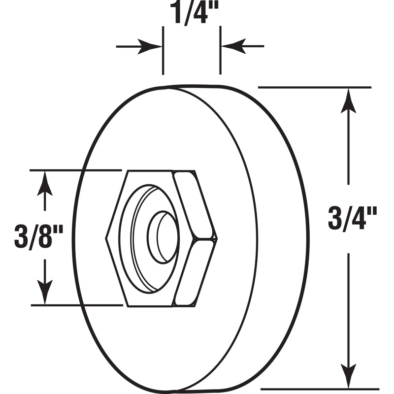 Prime-Line 3/4 in. D X 0.75 in. L Nylon Roller Assembly 2 pk