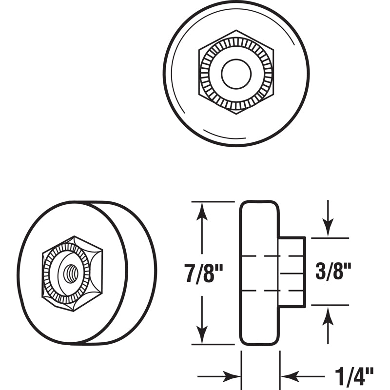 Prime-Line 7/8 in. D X 0.25 in. L Nylon Shower Door Roller 2 pk