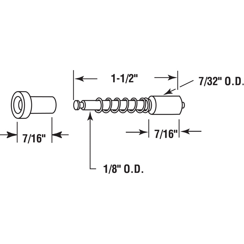 Prime-Line Black Window Screen Plunger Latch 0.22 in. W X 1.5 in. L For Wood Window 6 pk