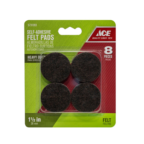 PAD FELT 1.5"ROUND 8PK