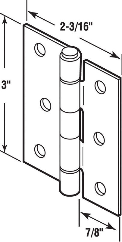 Prime-Line 3 in. L Natural Door Hinge 2 pk