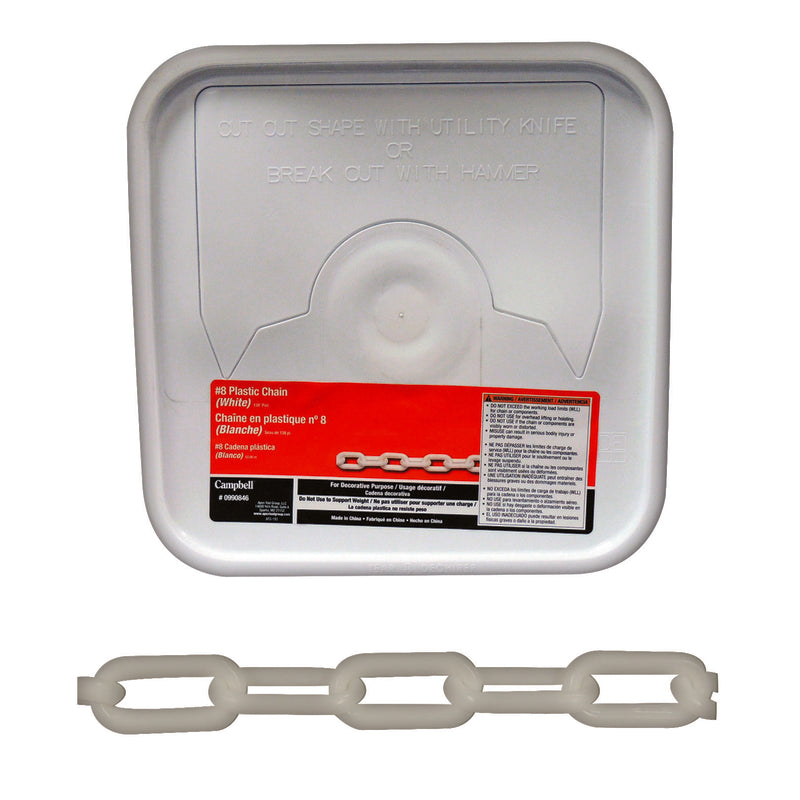 PLASTIC CHAIN #8 WHT