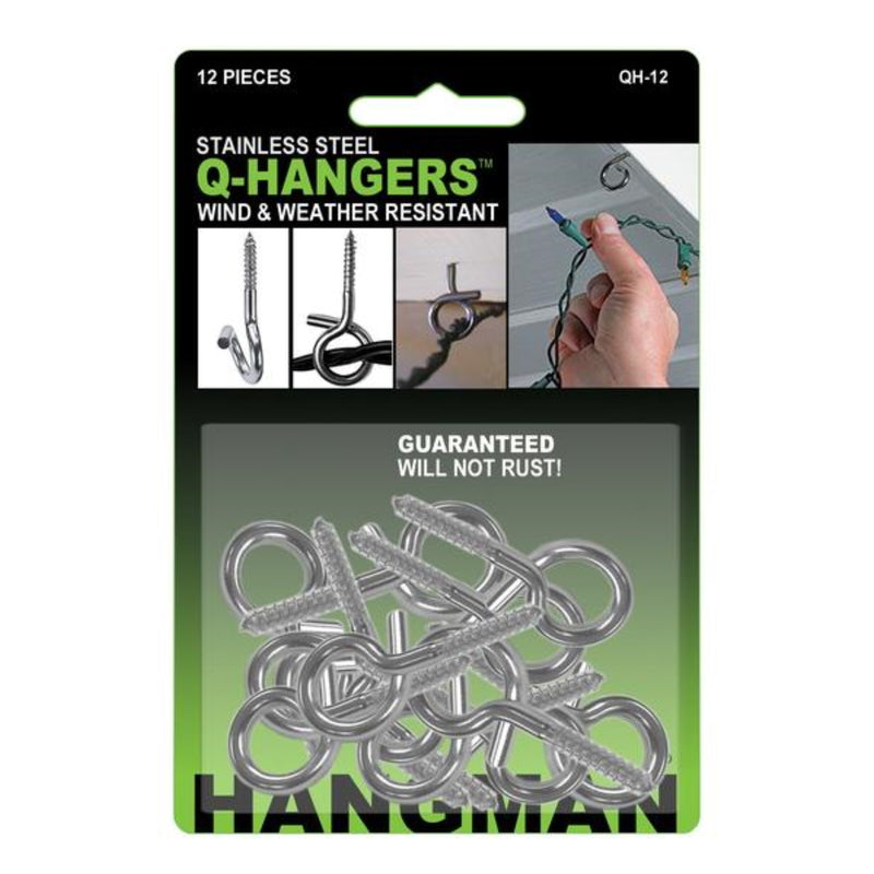 Hangman Silver Open Loop Christmas Light Hangers 12 pk