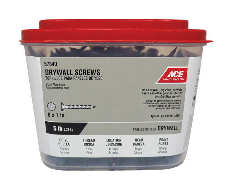 Ace No. 6 wire X 1 in. L Phillips Drywall Screws 5 lb 1693 pk