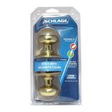 Schlage Plymouth Bright Brass Privacy Lockset 1-3/4 in.