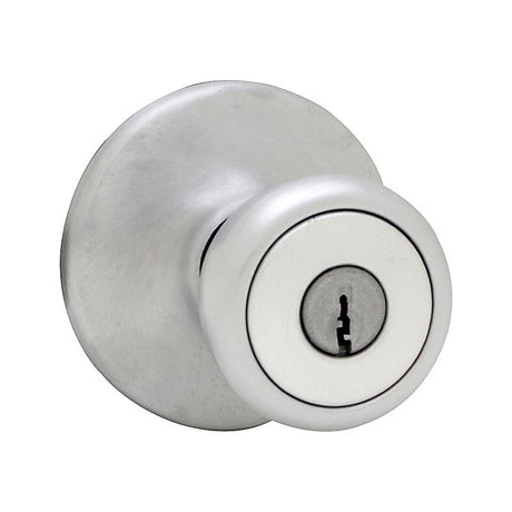 Kwikset Mobile Home Satin Chrome Entry Knobs 1-3/4 in.
