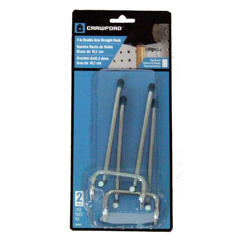Crawford Silver Steel 4 in. Peg Hooks 2 pk