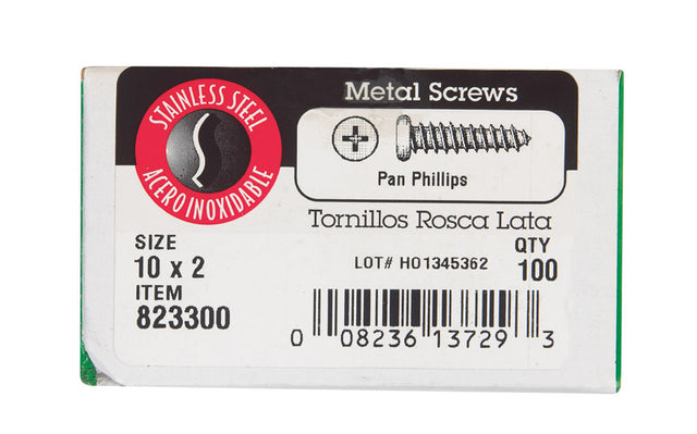SCRW SM PAN SS 10X2"B100